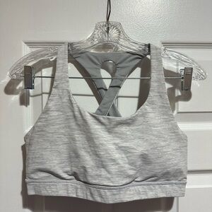 LULULEMON grey and white striped sports bra